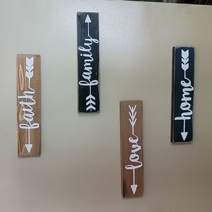 Set of 4 wood signs. Faith, Family, Love, Home
